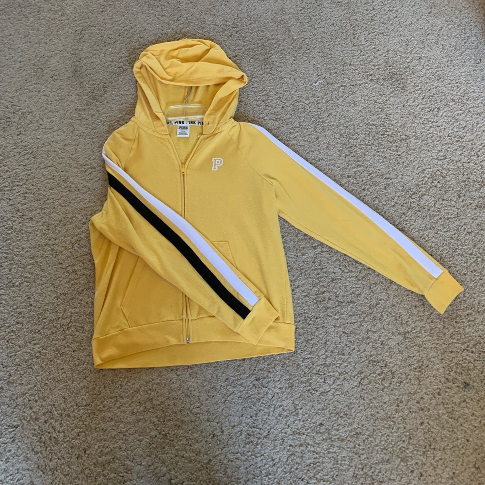 Victoria’s Secret PINK Yellow Striped Zip-Up Jacket